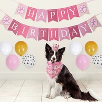 Mignon chien fête d'anniversaire fournitures décor joyeux anniversaire cadeau ensemble avec chien Bandana garçon fille chapeau écharpes drapeau ballon pour animaux de compagnie