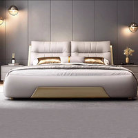 Meubles de chambre à coucher en bois de luxe moderne, lits rembourrés doux, lit double king size avec cadre de lit et rangement, design tendance