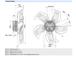 Ventilateur axial EC A3G800-AU25-01 800 mm 400 VAC 960 tr/min 20800 CFM 1680 W pour système de refroidissement industriel, centre de données et ventilation CVC - Product Image 3