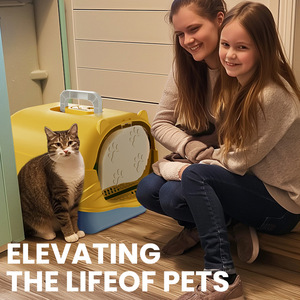 Cat Litter <b>Box</b> Extra <b>Large</b> Fully Enclosed Odor Control Easy Clean Rectangle Shape Manual Operation Cat Supplies - Product Image 3