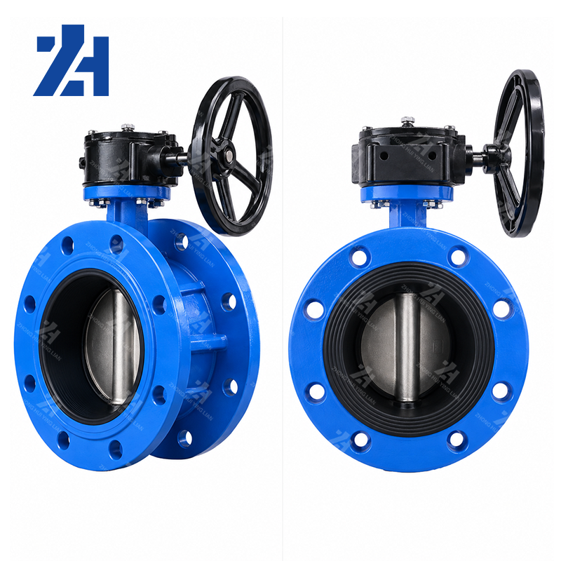 Flanged Type Ductile Iron Butterfly Valve EPDM Seated Worm Gear ...