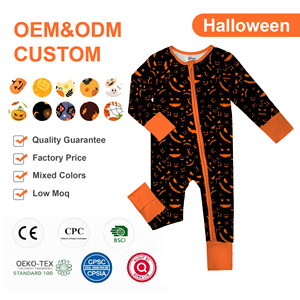 Paket Halloween WEIWEI Piyama Bayi Organik Bambu Grosir Custom RTS Kotak Misteri Piyama Bambu Anak Cetak Kartun 2 Potong - Product Image 1