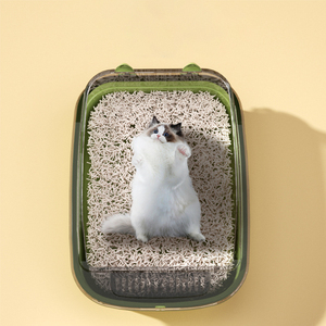 Bac à litière semi-fermé extra-large à rebord haut pour chat - Toilette pour chat épaissie - Fournitures pour animaux de compagnie - Product Image 5
