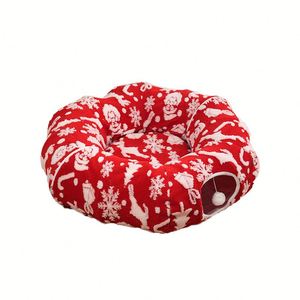 Lit pour chat en forme de donut, tunnel, niche, matelas écologique, moderne, dessin animé, amovible, lavable, édition limitée Noël - Product Image 5