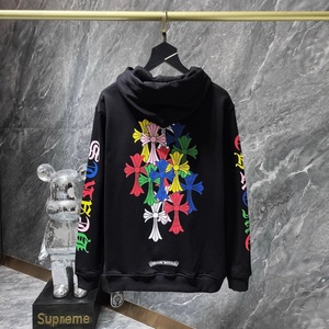 Felpa <span class=keywords><strong>con</strong></span> Cappuccio Invernale di Alta Qualità Chrome Heart Blu <span class=keywords><strong>con</strong></span> Stampa Lettering, in Cotone, <span class=keywords><strong>con</strong></span> Tasca, Vestibilità Ampia, Pullover - Product Image 4