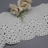 Tissu en dentelle brodée à œillets 100% coton de haute qualité, ruban floral pour robes de femmes et décoration intérieure