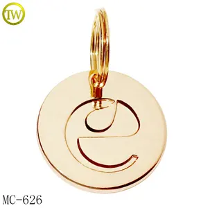 Zinc alloy fashion accessory necklace gold tags round shape stamped name metal alloy charms for braided rope