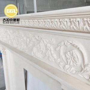 ขอบเตาผิงหินอ่อนสีเบจธรรมชาติจากจีน, ขอบเตาผิงหินอ่อน, ขอบเตาผิงหินปูน - Product Image 6