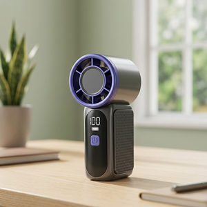 Ventilateur portable sans pales numérique rechargeable USB-C à LED, moteur brushless biphasé, pour maison, voiture et camping-car - Product Image 1