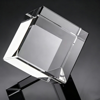 Bloque de Cristal K9 de 60 mm con Esquinas Cortadas, Cubo de Vidrio Transparente de 6 cm para Máquina Láser 3D Xtool, Grabado UV