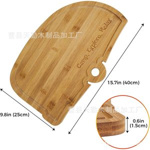 Bandeja de bambú, tabla de cortar creativa para camping, tabla de cortar pan y alimentos para pícnic al aire libre, tabla de cortar de madera maciza para desayuno y - Product Image 4
