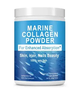 Supplément de nutriments en poudre de collagène marin 100% de qualité de nouveaux produits OEM avec marque privée de soutien aux soins de la peau sans OGM