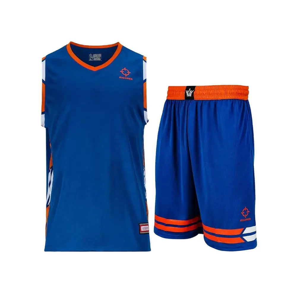 Rigorer usa basketball jersey mens sublimation custom best basketball uniform design color blue