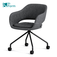 Fauteuil 4 étoiles polyvalent rembourré en mousse moulée ergonomique Accoudoir design Salon Bureau Chaise de loisirs avec roulettes