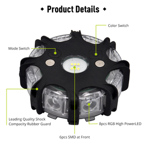 Luce di Emergenza LED Ricaricabile RGB <span class=keywords><strong>a</strong></span> <span class=keywords><strong>3</strong></span> Colori, Segnalatore Stradale Rotante con Magnete - Product Image 4