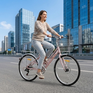Bicicleta JT Classic para Hombre y Mujer, Acero con Alto Contenido de Carbono, 7 Velocidades, Cuadro de Aluminio, Horquilla con Suspensión Trasera, Frenos Delanteros/Traseros, 24/26 Pulgadas, JT Alto Contenido de Carbono S - Product Image 6
