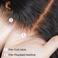 Wig Rambut Asli Murah Wear&Go 5x5 Tanpa Lem, Wig Rambut India dengan Lace Transparan, Wig Lace Frontal untuk Wanita Kulit Hitam