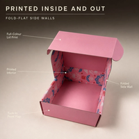 Boîte d'expédition rose en gros, personnalisée, impression recto-verso, pliable, structure à rabat avant, pour boutique en ligne