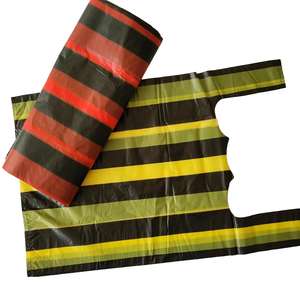 Venta al por mayor todos los colores de plástico HDPE rayas chaleco camiseta bolsas de la compra para el día a día - Product Image 2