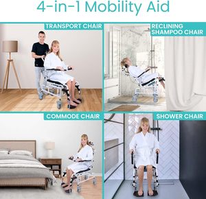 Chaise <span class=keywords><strong>de</strong></span> douche inclinable avec roulettes et accoudoirs, siège rembourré, design portable et imperméable pour personnes âgées/handicapées, Chine - Product Image 2