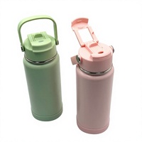Bouteille isotherme sous vide en acier inoxydable avec logo personnalisé Beauchy, revêtement poudré, pour le sport et le camping, avec couvercle 2-en-1 paille et bec verseur