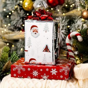 Christmas <b>Wrapping</b> <b>Paper</b> Roll 42.5 Sq Ft Metallic Santa Sleigh Reindeer Stripe Plaid Snowflake Gift Craft Anti Curl - Product Image 3