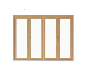 Penjoy 10 Years Warranty Wholesale Exterior Patio Solid Wood Frame Glass Stack Bi-fold Folding Doors