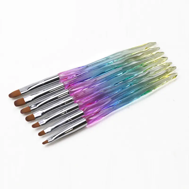 Jel cila fırçası boyama fırça seti yüksek kaliteli özel etiket jel Aurora kolu akrilik tırnak fırçası