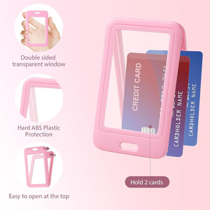 Vertical double-sided transparent work <b>ID</b> card <b>holder</b>, access card, name tag, work badge, hard plastic protective cover - Product Image 3