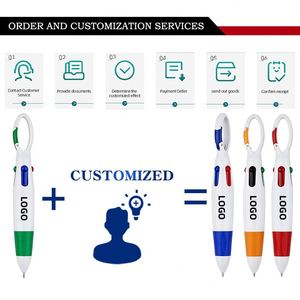Bolígrafos Personalizados con Logotipo, Bolígrafos Retráctiles 4 en 1 con Mosquetón de Plástico, Ancho de Escritura de 1.0 mm, Grabado Láser Multicolor - Product Image 4