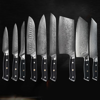 Ensemble de couteaux 8 pièces en acier Damas 67 couches faits à la main japonais VG10 Core couteaux de chef professionnels avec tranchant rasoir