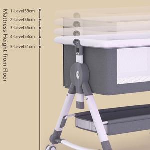 <span class=keywords><strong>Culla</strong></span> per Neonati di Alta Qualità con Funzione Co-sleeping, Altezza Regolabile, Cestello Portaoggetti e Funzione Dondolo - Product Image 4