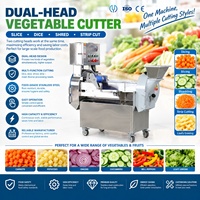 Machine de découpe commerciale CE à double tête pour légumes, capacité 500 kg/h, trancheuse, hachoir et déchiqueteuse de carottes, coupe-légumes et fruits