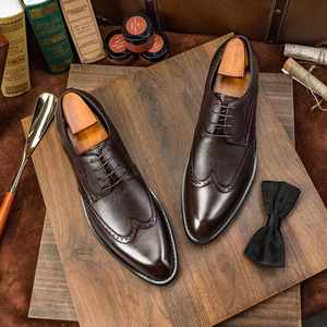 Chaussures Oxford pour hommes en cuir véritable, faites à la main, de haute qualité, respirantes, pour mariage, fête, bureau, chaussures décontractées pour hommes - Product Image 6