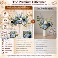 Composition florale artificielle faite main de luxe moderne pour table, boule d'hortensia et de roses, centre de table de haute qualité pour décoration de mariage et de fête