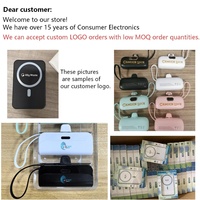Batterie externe compacte à chargement rapide, directement de l'usine, avec prise Type-C intégrée, cordon de transport, chargeur d'urgence portable, logo personnalisé, vente en gros