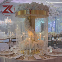 Support floral en métal plaqué or ZKAI pour centre de table de mariage, support de présentation de fleurs pour décoration de mariage