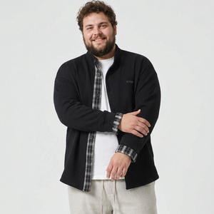 Giacca in Maglia Oversize per Uomini di Taglia Grande, Camicia Giacca in Cotone Elasticizzato Traspirante e Morbido, con Bottoni, Taglie fino a 6XL 7XL 8XL 9XL 10XL - Product Image 4
