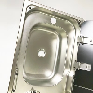 Évier de cuisine marin en verre noir et acier inoxydable 304 avec cuisinière à gaz intégrée <span class=keywords><strong>pour</strong></span> camping-car, caravane, fourgon aménagé, remorque - Product Image 3