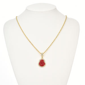 สร้อยคอจี้พระพุทธ Maitreya หยกสีแดงนำโชคเครื่องรางทางศาสนาเครื่องประดับที่มีโซ่เชือกสำหรับผู้ชายผู้หญิง - Product Image 4