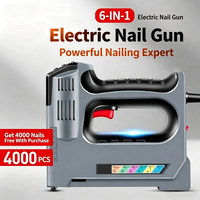 Pistola de Clavos Eléctrica TAIYUE 6 en 1, Recargable, con Batería de 2.0AH, Motor con Escobillas, para Trabajos en Madera, con 100 Clavos