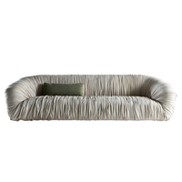 Italienisches minimalist isches Sofa, Wohnzimmer der High-End-Villa, großes, flach gefaltetes Leders ofa