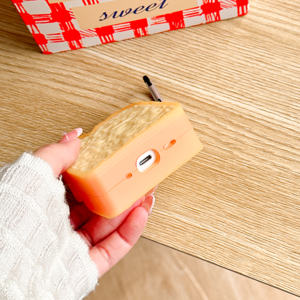 Estuche Divertido para Auriculares con Diseño de Pan Tostado en 3D para Apple <span class=keywords><strong>Airpods</strong></span> 1 2 3 4 Pro 2, Funda Protectora para Auriculares Inalámbricos, Caja de Carga Anti-caídas - Product Image 4