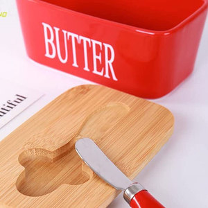 Assiette <span class=keywords><strong>à</strong></span> beurre rectangulaire en céramique avec logo personnalisé récipient <span class=keywords><strong>à</strong></span> <span class=keywords><strong>fromage</strong></span> de cuisine beurrier en porcelaine avec couvercle - Product Image 6