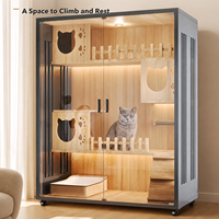 Villa para Gatos de Madera Sólida Ecológica, Moderna y de Lujo, Multinivel, Todo en Uno, con Casa para Mascotas, Jaula, Estructura para Escalar y Poste Rascador