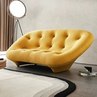 Ensemble de canapés Chesterfield minimalistes français en tissu, style crème irrégulier, forme ovale, pour petits espaces, appartements, villas, hôtels