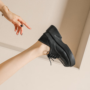 Zapatos de Mujer Elegantes Estilo Bailarina, Nuevos con Aumento Interno, Cordones, Tacón Alto, Plataforma Gruesa, Ligeros, Transpirables, para Verano - Product Image 4