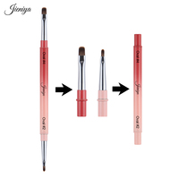 Lot de 5 pinceaux double face en nylon avec manche métallique dégradé pour le nail art et le design des ongles