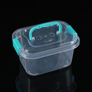 Mini Transparent Desktop Storage <b>Box</b> With Handle For Snacks Car Toy Organizer Rectangle 40g Stackable Lid - Product Image 2