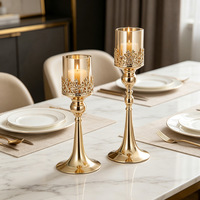 Ensemble de 2 chandeliers simples en verre style hurricane, luxe, pour centre de table de mariage, banquet, événement, fête